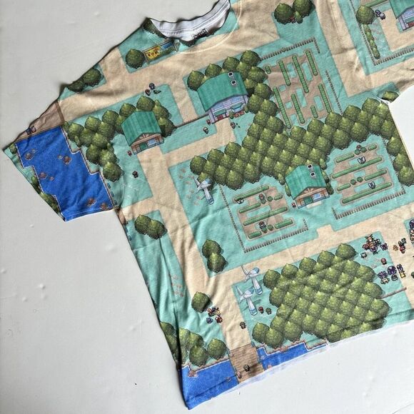 Vintage Pokémon Pokemap AOP T Shirt Tee Multicolor Mens Size L - Picture 1 of 9